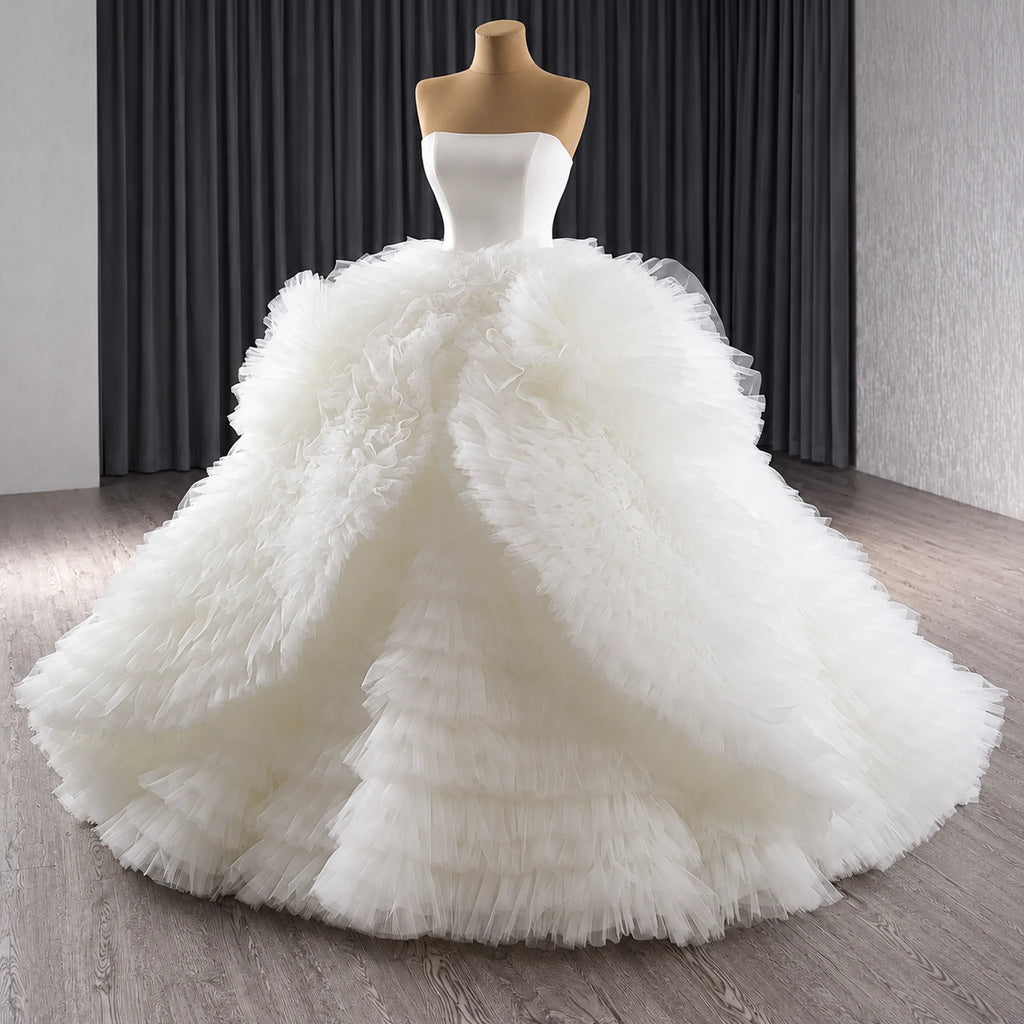 ChicSew Strapless Tulle Ball Gown Wedding Dress