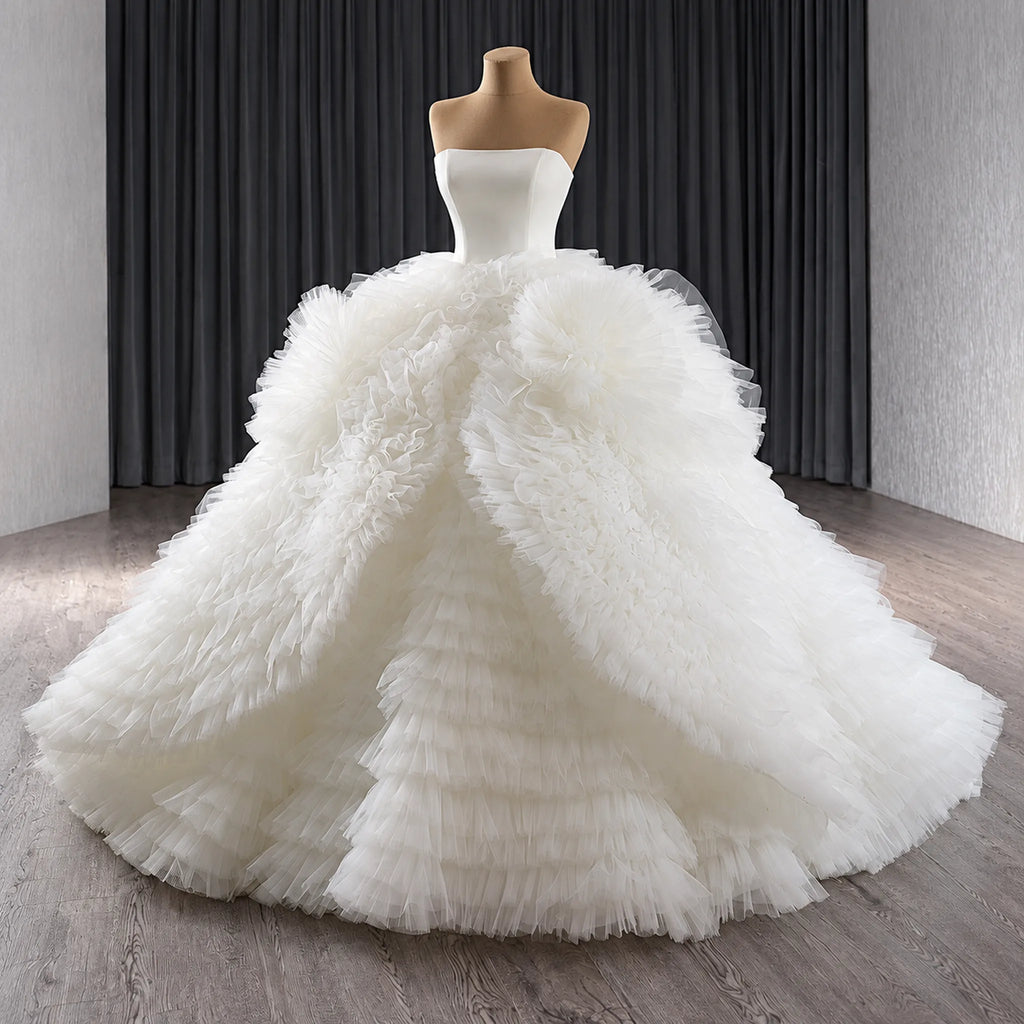 ChicSew Strapless Tulle Ball Gown Wedding Dress
