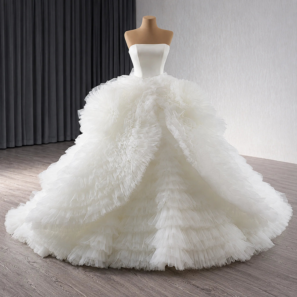 ChicSew Strapless Tulle Ball Gown Wedding Dress
