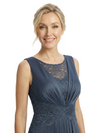Chicsew Mother of The Bride Dresses Scoop Sleeveless Lace Chiffon Maxi Gown Classy Ruched Formal Wedding Event Dress