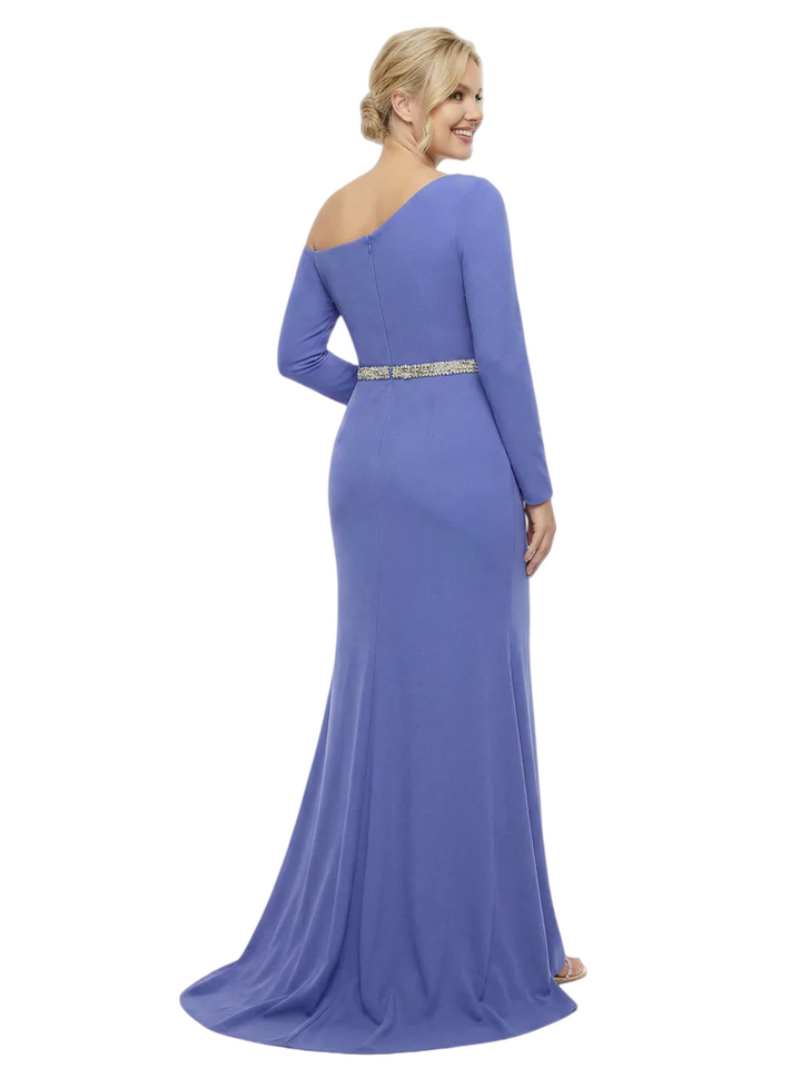 Chicsew Mother of The Bride Dresses Asymmetrical Long Sleeve Crepe Maxi Gown Elegant Formal Wedding Event Attire