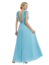 Chicsew Mother of The Groom Dresses V-Neck Sleeveless Chiffon Gown Pretty Ruffled Formal Bridal Event Dress