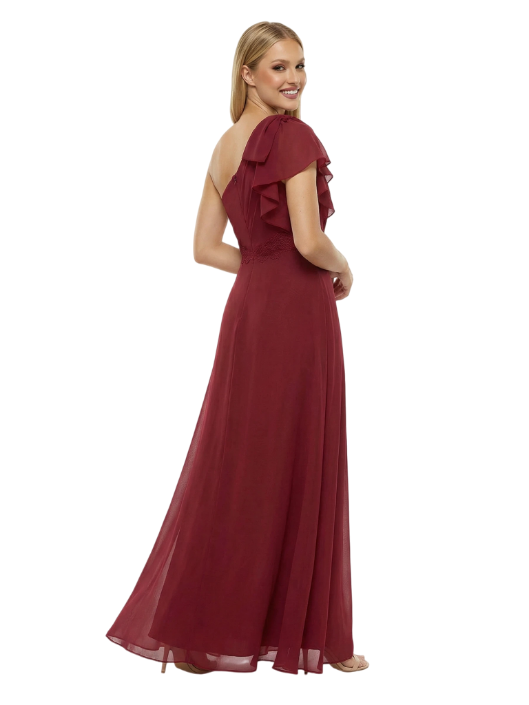 Chicsew Mother of The Groom Dresses One Shoulder Lace Chiffon Gown Modern Flowy Formal Bridal Party Attire