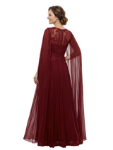 Chicsew Mother of The Bride Dresses Jewel Long Sleeves Chiffon Gown Formal Wedding Event Dress