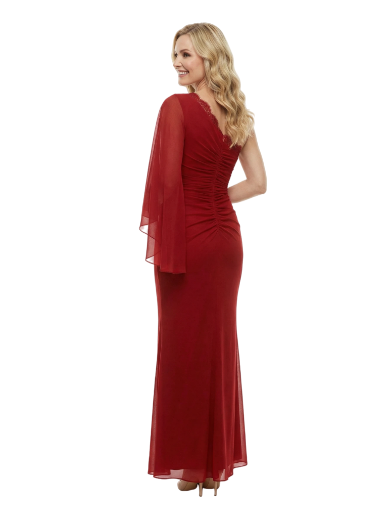 Chicsew Mother of The Groom Dresses One Shoulder Flutter Sleeve Chiffon Gown Unique Structured Formal Bridal Event Dress