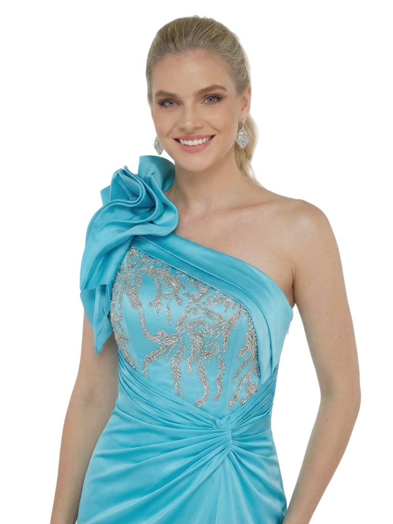 Chicsew Mother of The Bride Dresses One Shoulder Gown Fancy Embroidered Formal Wedding Attire