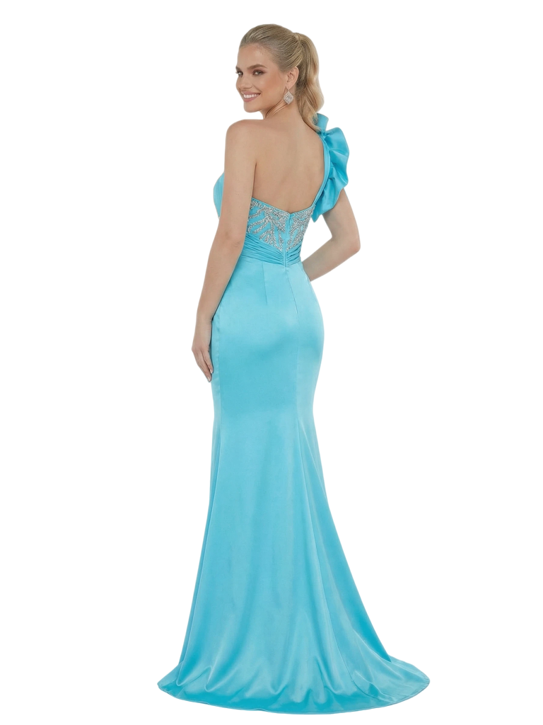 Chicsew Mother of The Bride Dresses One Shoulder Gown Fancy Embroidered Formal Wedding Attire