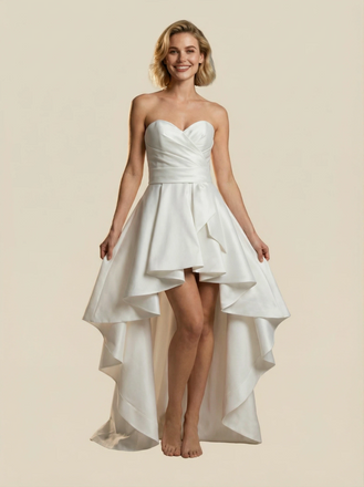 A-Line Sweetheart High-Low Maxi Satin Lace Up Back Wedding Gowns Online