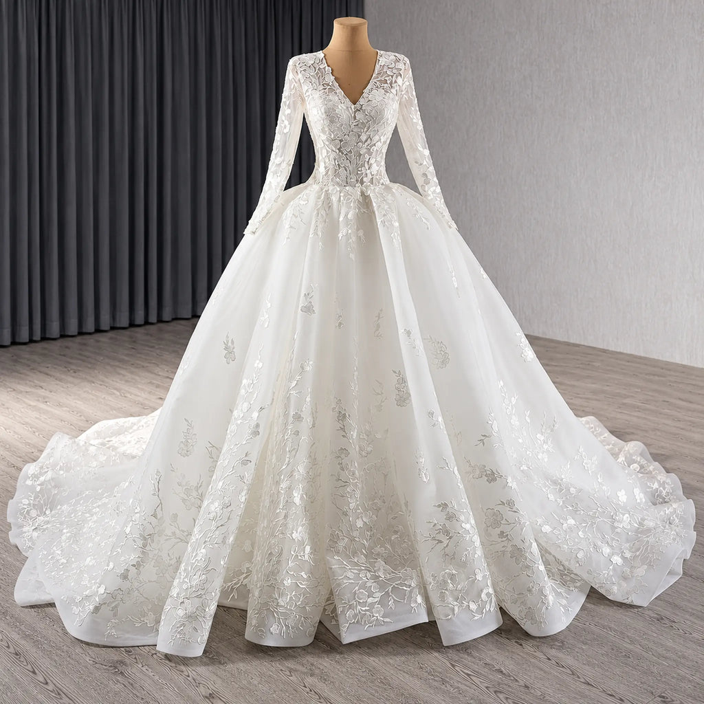 ChicSew Tulle Lace Appliques A-Line Wedding Dress