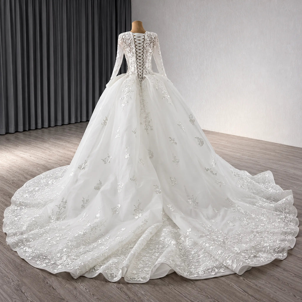 ChicSew Tulle Lace Appliques A-Line Wedding Dress