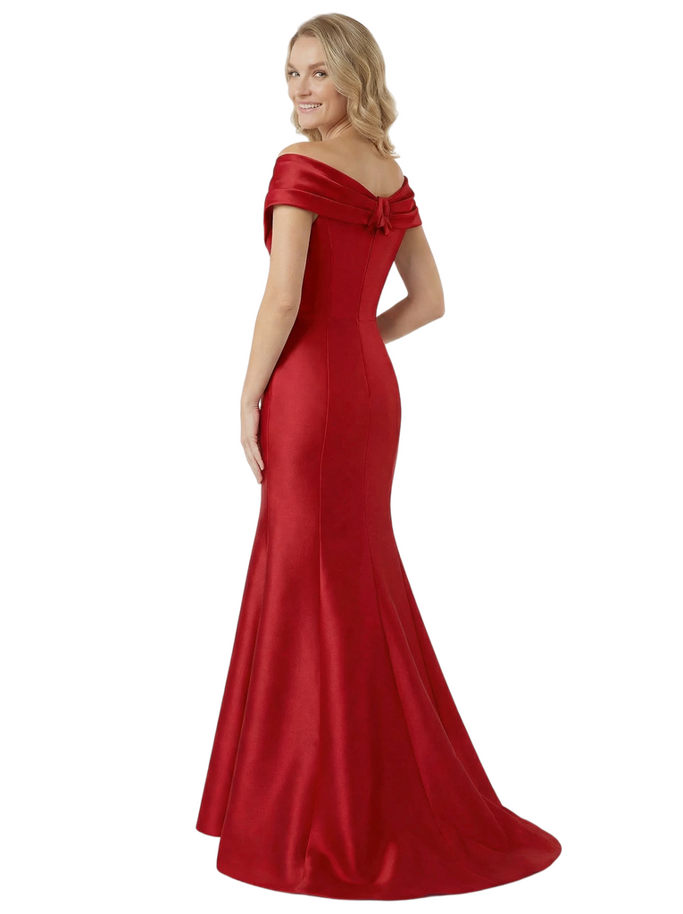 Chicsew Fancy Satin Off Shoulder Ruched Mermaid Mother Of The Groom Gowns