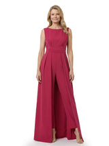 Chicsew Jewel Sleeveless Pantsuit Stretch Crepe Pleated Detail Chic Mother of the Bride Dresses Overskirt