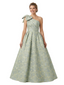 ChicSew Elegant Floral Jacquard One Shoulder Ruched Bow Knot Long Formal Evening Dresses