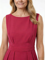 Chicsew Jewel Sleeveless Pantsuit Stretch Crepe Pleated Detail Chic Mother of the Bride Dresses Overskirt