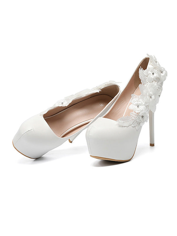 Women's Wedding Shoes Decorative Heel Wedding Heels Bridal Shoes