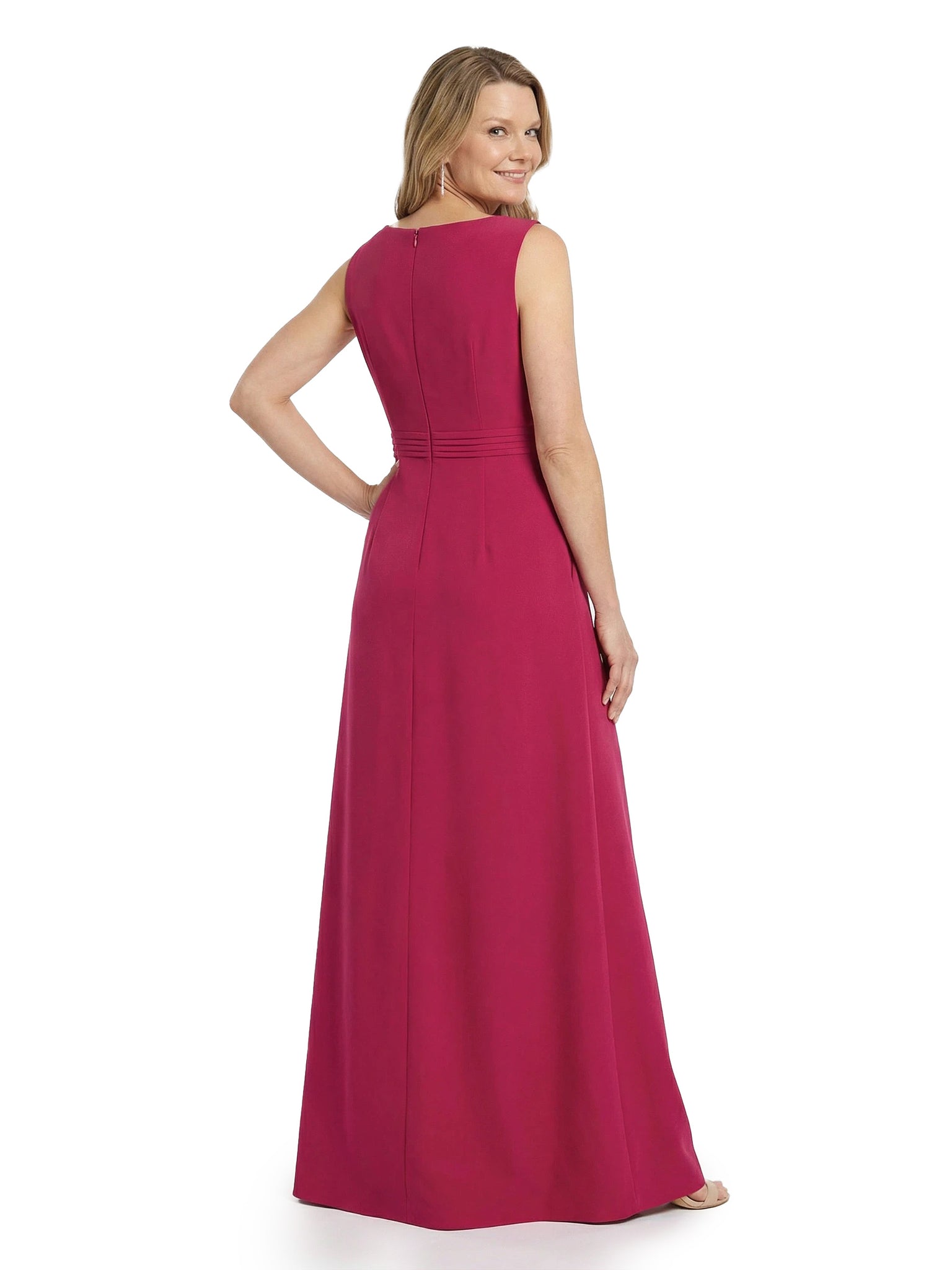 Chicsew Jewel Sleeveless Pantsuit Stretch Crepe Pleated Detail Chic Mother of the Bride Dresses Overskirt
