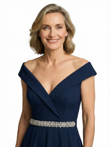Chicsew Elegant V-Neck Sleeveless High-Low A-Line Mother Of The Brides Dress With Beaded Belt