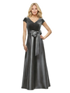 Elegant V-Neck Cap Sleeves Soft Satin A-line Floor-Length Mother of the Bride Dresses