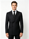 Classic 2 Piece Black Men's Suit with Regular Fit and Sophisticated Peak Lapel