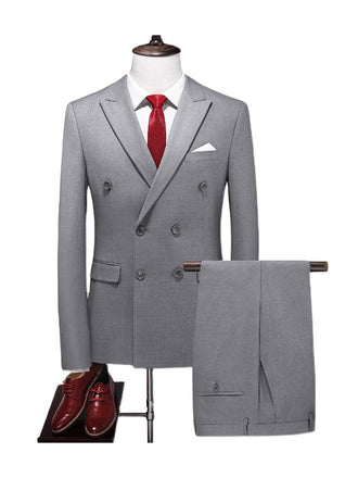 Grey Men's Casual 3 Piece Suit Notch Lapel Flat Tuxedos Set CN459
