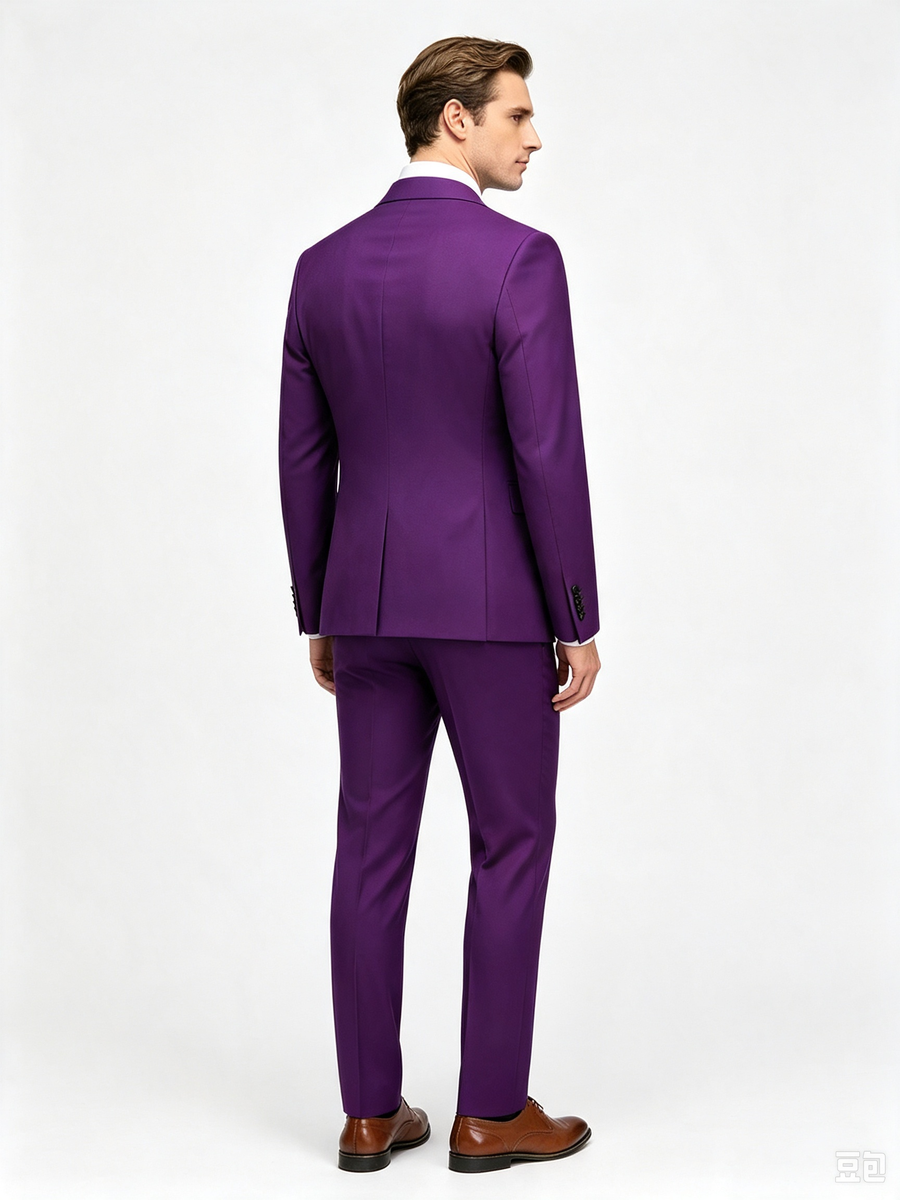 Classic 2 Piece Purple Men's Suit with Regular Fit and Sophisticated Peak Lapel