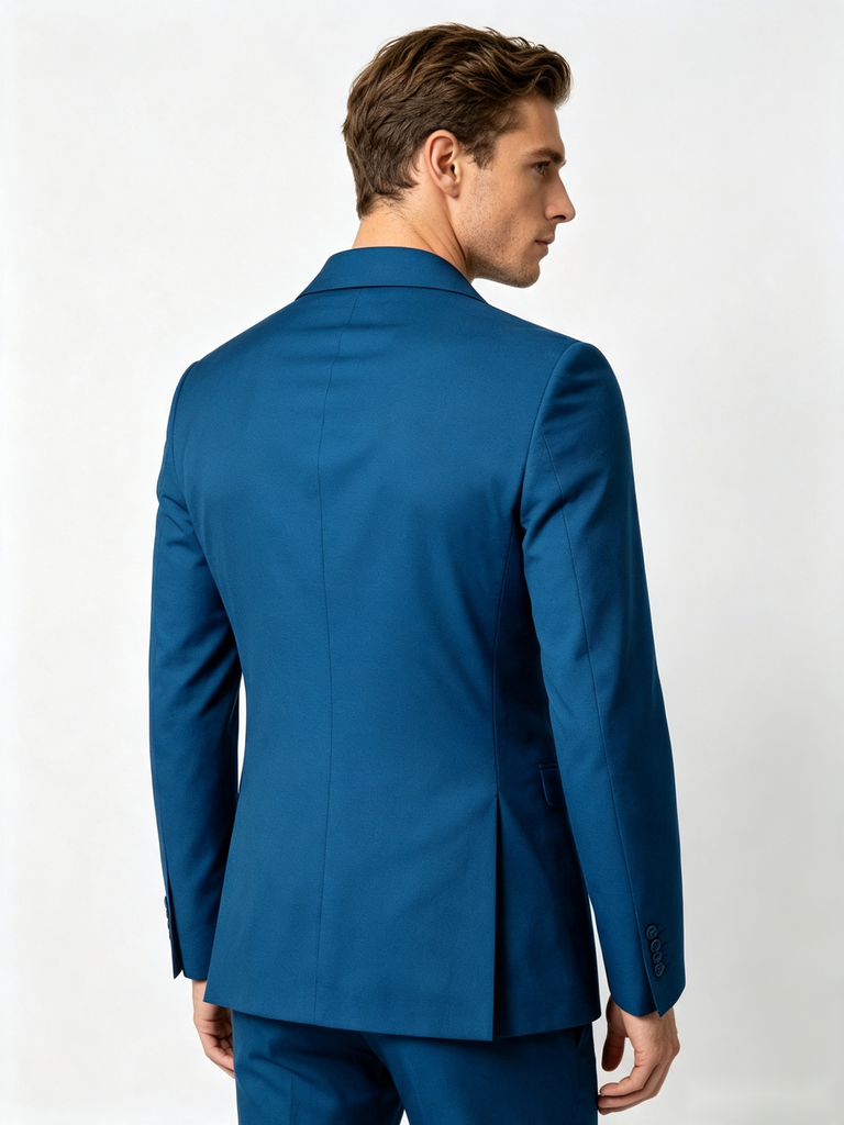 Classic 2 Piece Ocean Blue Men's Suit with Regular Fit and Sophisticated Peak Lapel