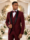 Color Blocking 3 Piece Men's Suit with Regular Fit and Sophisticated Peak Lapel