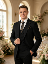 Classic 1 Piece Black Men's Suit with Regular Fit and Sophisticated Peak Lapel