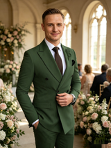 Classic 2 Piece Emerald Men's Suit with Regular Fit and Sophisticated Peak Lapel