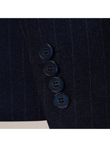 Dark navy Men's Casual 3 Piece Suit Plaid Notch Lapel Flat Tuxedos Set CN516