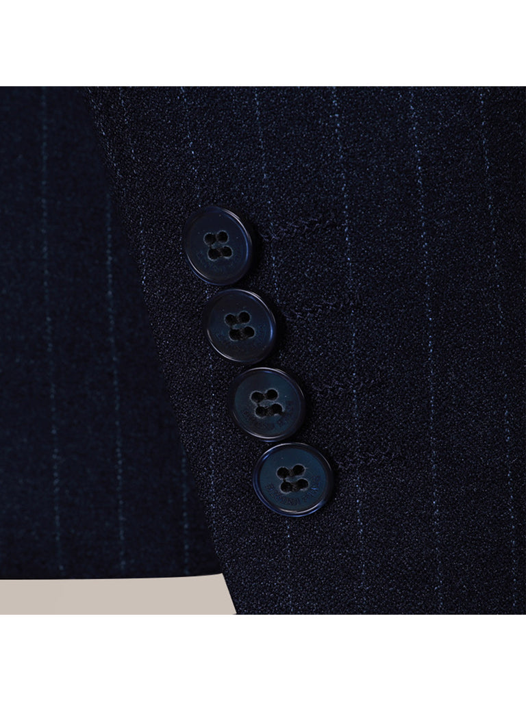 Black Stripes Men's Casual 3 Piece Suit Notch Lapel Flat Tuxedos Set CN520