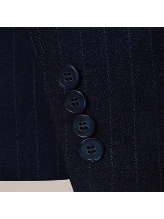 Black Stripes Men's Casual 3 Piece Suit Notch Lapel Flat Tuxedos Set CN520