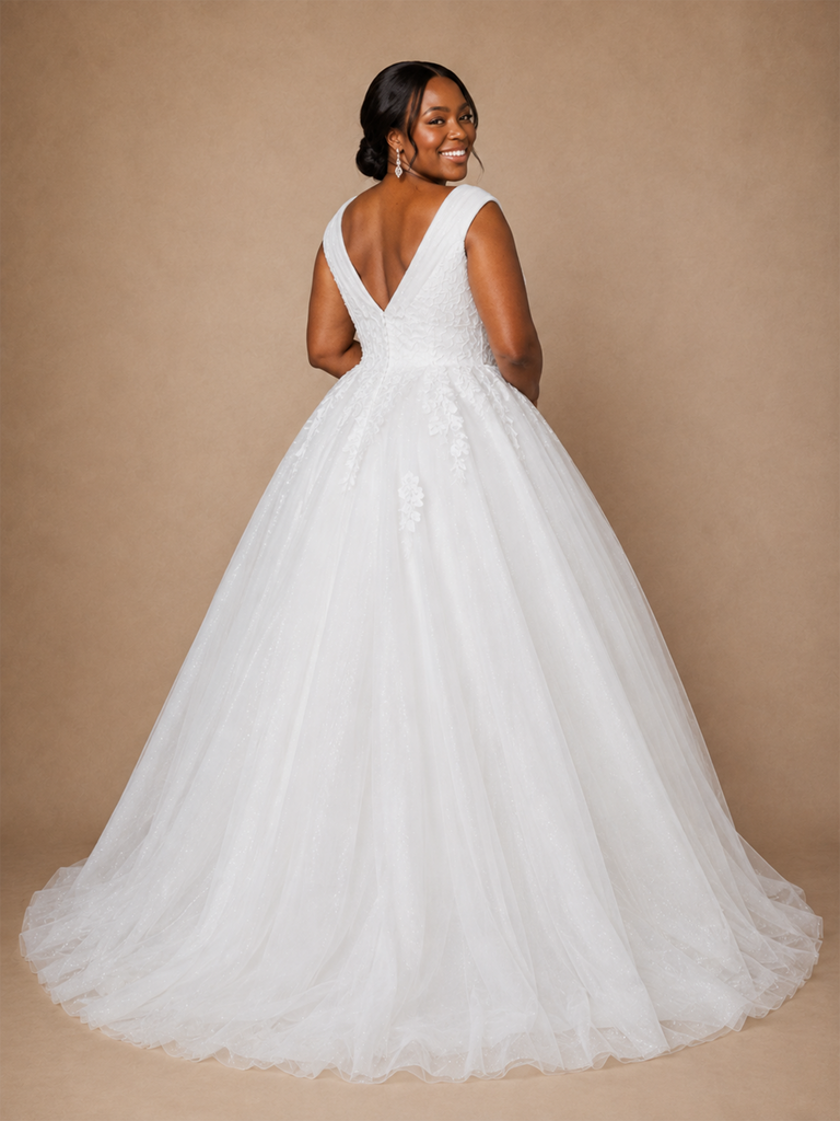 ChicSew Elegant V-Neck Lace Tulle A-Line Floor-Length Wedding Dress