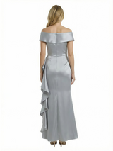 ChicSew Elegant Off The Shoulder Mermaid Silky Satin Mother Of The Bride Dress With Ruffle