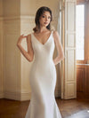 Elegant Mermaid V-neck Sleeveless Maxi Long Lace Wedding Dresses Online