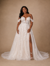 ChicSew Elegant Off The Shoulder Boning A-Line Sleeveless Lace Tulle Maxi Wedding Dress With Side Slit