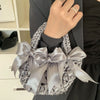 satin basket bucket bag bow woven handbag fashionable versatile single shoulder woven bag