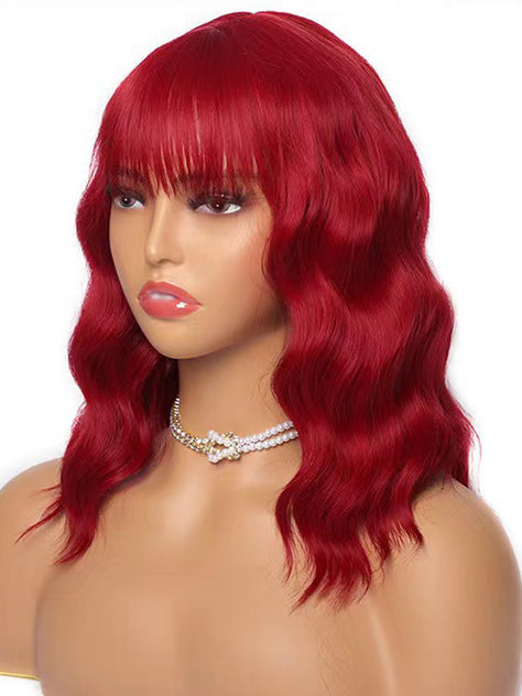 Wavy Wig With Air Bangs Women's Short Bob Colorful Wigs