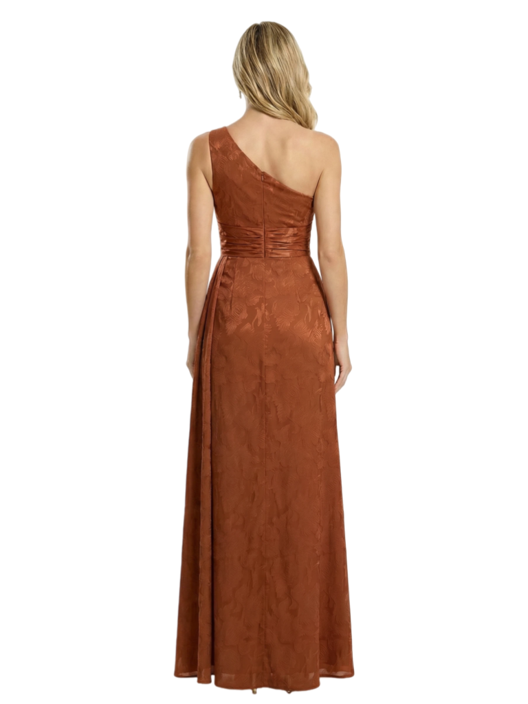 Elegant One Shoulder Floral Burnout Chiffon A-Line Formal Evening Dresses