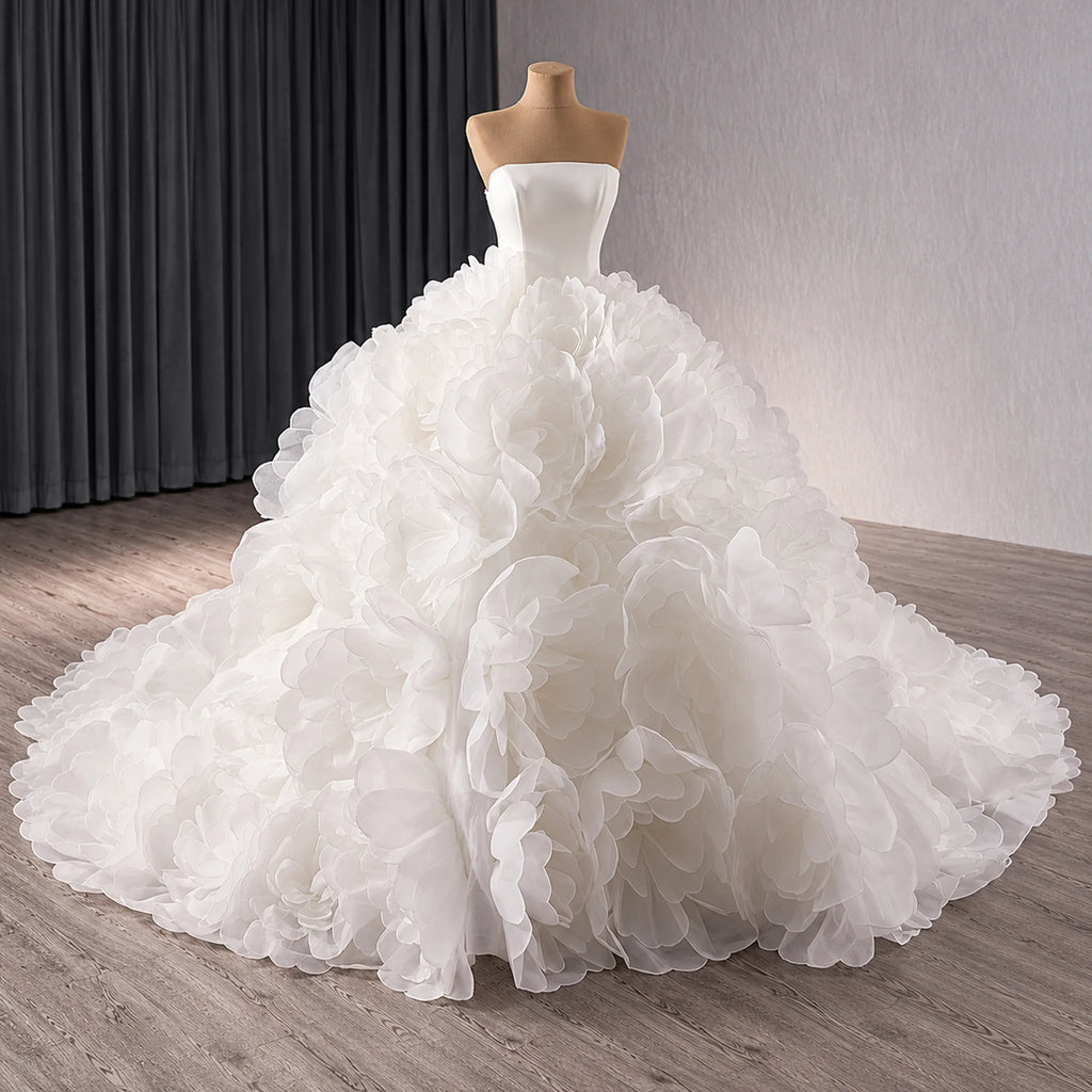 ChicSew Strapless Tulle Ball Gown Wedding Dress