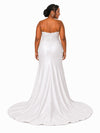 ChicSew Unique Sweetheart Mermaid Lace Appliques Side Slit Soft Satin Long Bridesmaid Dresses