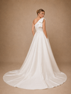 ChicSew Classy One Shoulder Bow Knot Satin A-Line Maxi Long Wedding Dress