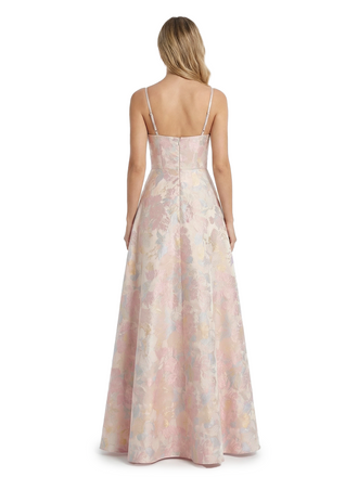 ChicSew Elegant Jacquard Satin Spaghetti Straps A-Line Maxi Long Evening Party Dresses