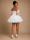 ChicSew Fancy Strapless Bow Knot Sleeveless A-Line Tulle Mini-Length Wedding Dress