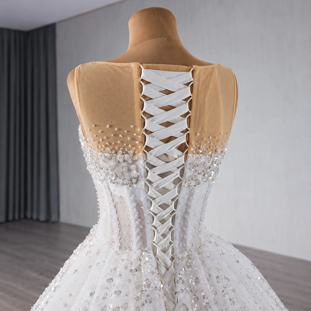ChicSew Luxurious Tulle Beaded A-Line Wedding Dress