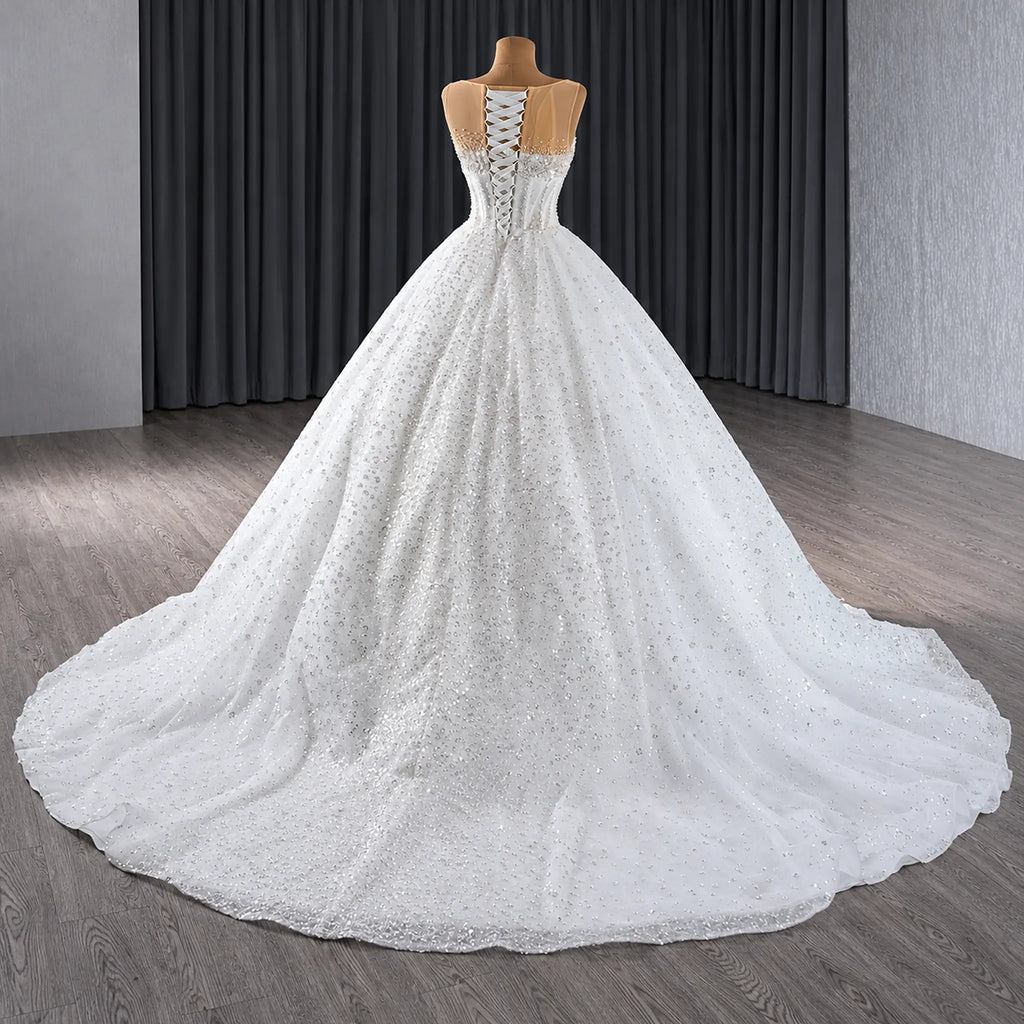 ChicSew Luxurious Tulle Beaded A-Line Wedding Dress