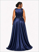 ChicSew Elegant Bateau A-Line Beading Soft Satin Long Bridesmaid Dresses With Appliques