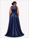 ChicSew Elegant Bateau A-Line Beading Soft Satin Long Bridesmaid Dresses With Appliques