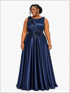 ChicSew Elegant Bateau A-Line Beading Soft Satin Long Bridesmaid Dresses With Appliques