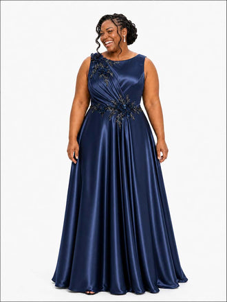 ChicSew Elegant Bateau A-Line Beading Soft Satin Long Bridesmaid Dresses With Appliques